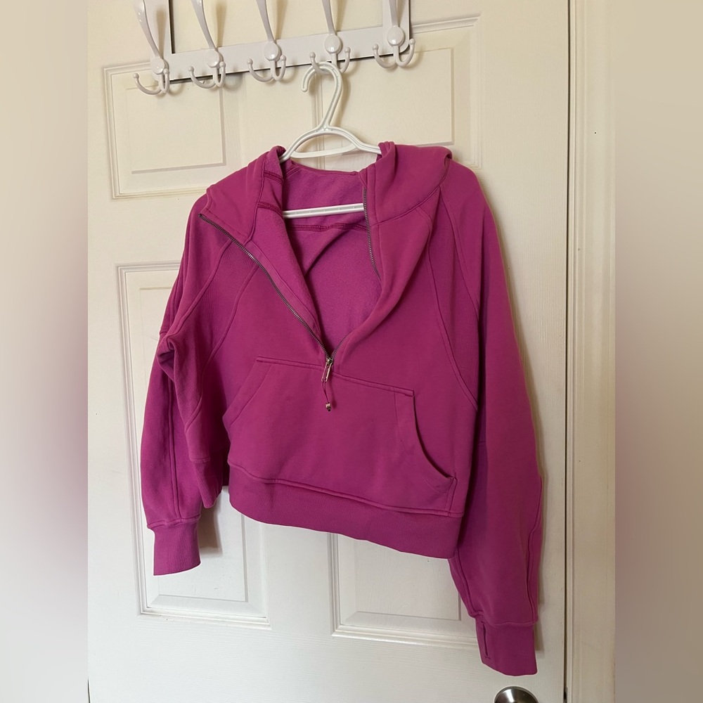 Lululemon scuba hoodie oversized half zip in dark pow pink size xs/s